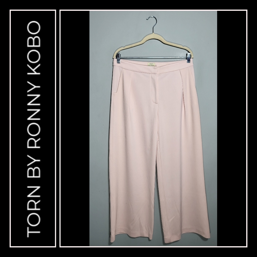 NWOT TORN BY Ronny Kobo Size* 10 Dressy Formal Wide Leg Pants Soft Pink